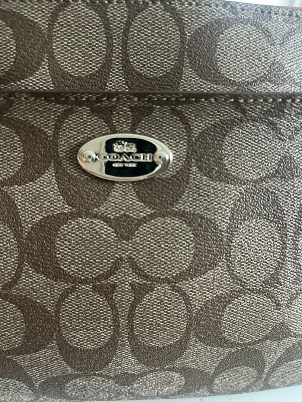 Coach Brown Signature Canvas Crossbody with Dark Brown Trim - Picture 6 of 15